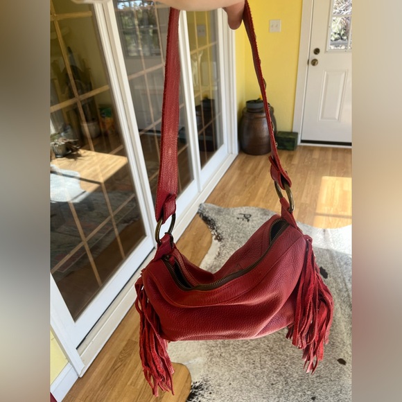 STS Ranchwear Red Fringe Leather Shoulder Bag